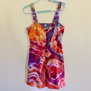 Madewell Cotton Linen Blend Tie Dye Dress